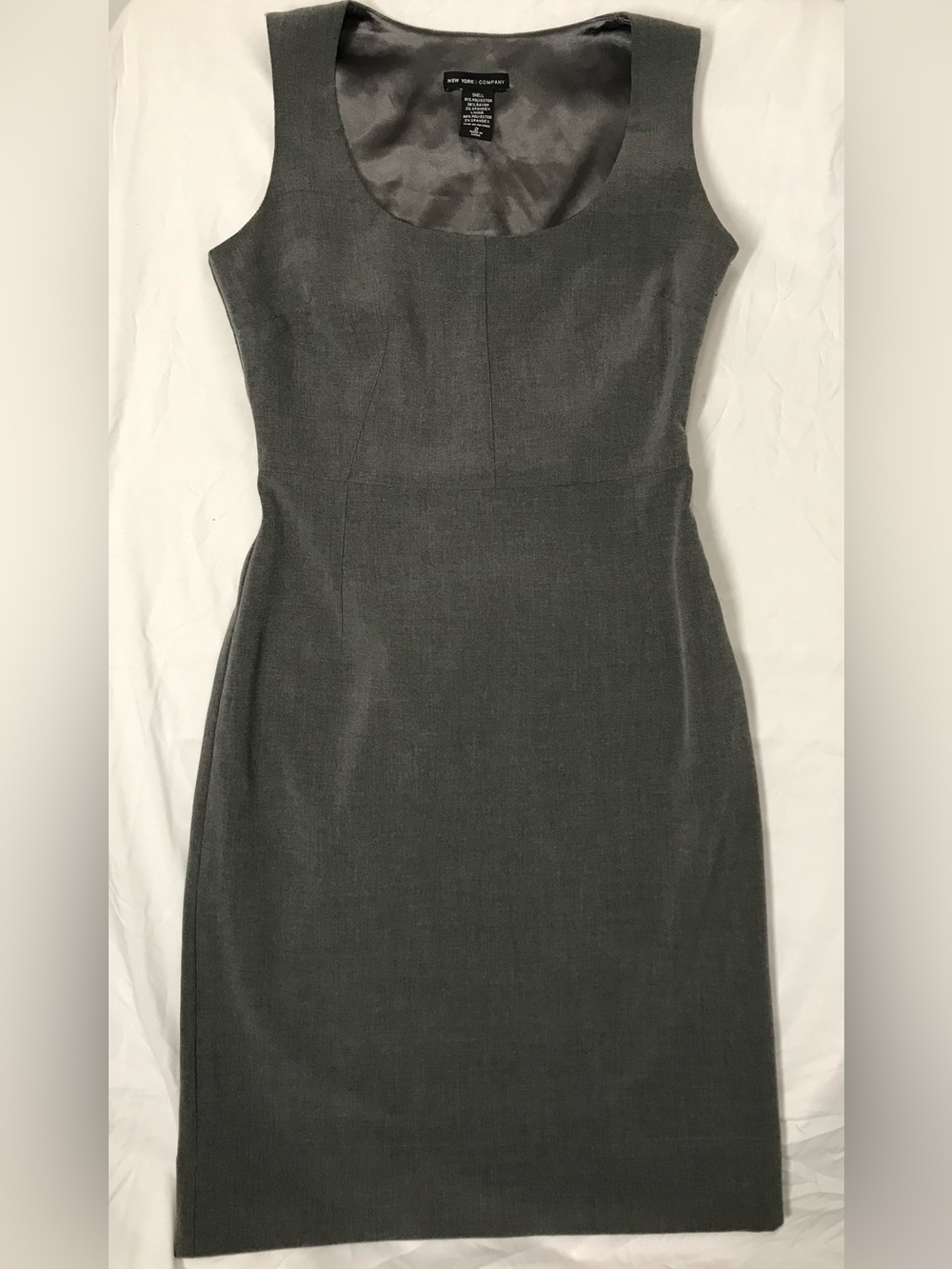 New York & Company Gray Sleeveless Scoop Neck Sheath‎ Knee Dress 2 Lined Zip